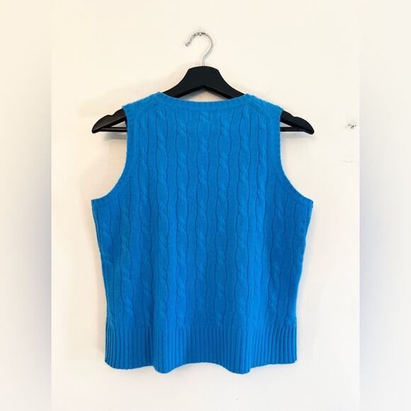 Vintage lord and Taylor 100% cashmere vest cable knit blue eclectic grandpa work - Picture 3 of 5
